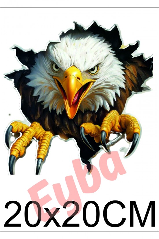 - Kartal araba karavan renkli baskı baskes Sticker, 20x20 cm boyutlarında tasarlanmıştır.; -