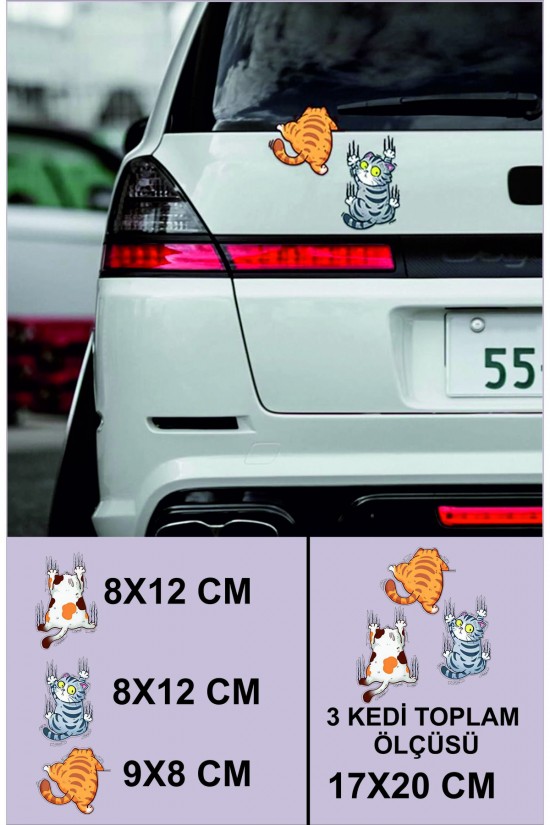 3d Sticker 3lü Çizen Kediler Oto Sticker, Motorsiklet, Kask, Laptop Sticker 17x20 Cm Oto Aksesuar 3d Sticker 3lü Çizen Kediler Oto Sticker, Motorsiklet, Kask, Laptop Sticker 17x20 Cm Oto Aksesuar