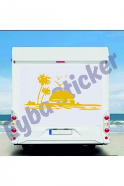 deniz palmiye gün batımı 118x55cm karavan kamp sticker deniz palmiye gün batımı 118x55cm karavan kamp sticker