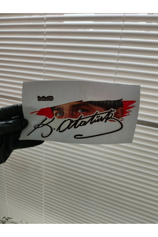 Mustafa Kemal Atatürk 20x8 Cm araba karavan renkli baskı baskes Sticker bsks29