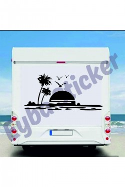 deniz palmiye gün batımı 118x55cm karavan kamp sticker deniz palmiye gün batımı 118x55cm karavan kamp sticker