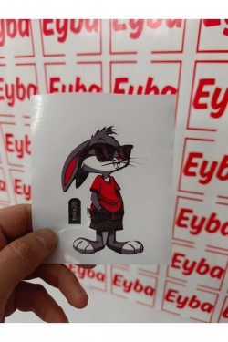 tavşan 10x6 mini boy renkli baskı sticker