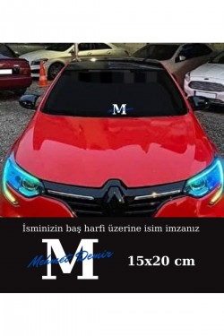 Baş harfli özel isim imza sticker 15x25 araç cam oto traktör