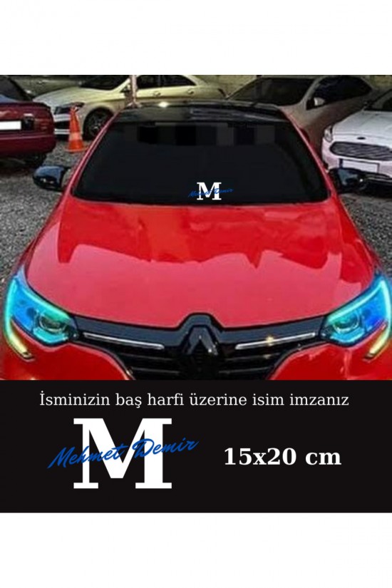 Baş harfli özel isim imza sticker 15x25 araç cam oto traktör