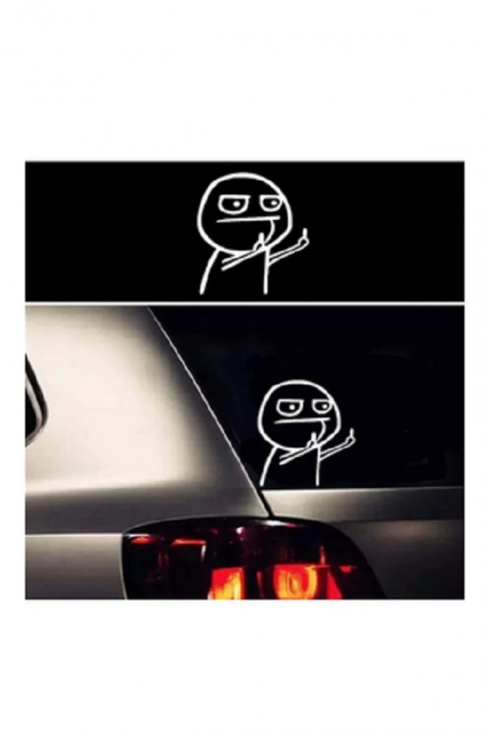 Jdm Orta Parmak Sticker beyaz
