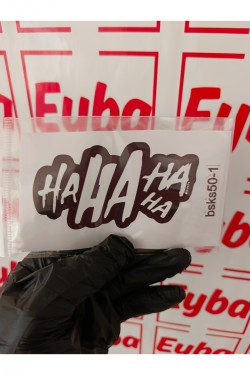 hahaha ha 11x6 cm 1 adet baskes renkli baskı sticker, bisiklet, karavan,otomobil,çocuk odası