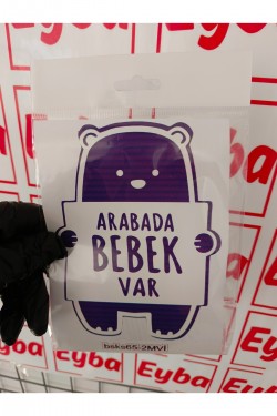 arabada bebek var 12x15 cm baskes 1 adet renkli baskı sticker, bisiklet, karavan,otomobil,çocuk
