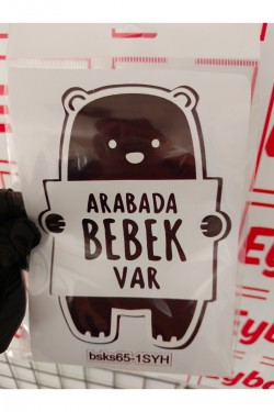 arabada bebek var 12x15 cm baskes 1 adet renkli baskı sticker, bisiklet, karavan,otomobil,çocuk