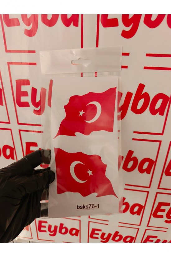 dalgalı 2 li bayrak 10x8 cm baskes 1 adet renkli baskı sticker,bisiklet, karavan,otomobil,motosiklet