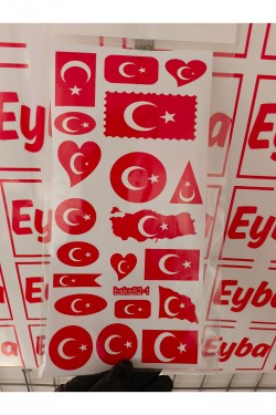bayrak seti 20 li a4 boyu baskes 1 adet renkli baskı sticker,bisiklet, karavan,otomobil,motosiklet
