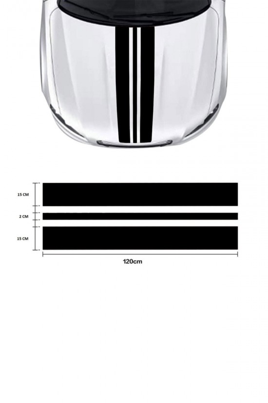 Oto kaput şerit sticker, büyük - oto sticker, -araba sticker, - 120 cm x 35 cm