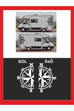 Pusula 2 Adet 48*28 Cm Sağ-sol Oto Sticker -karavan Sticker- Kamp Sticker