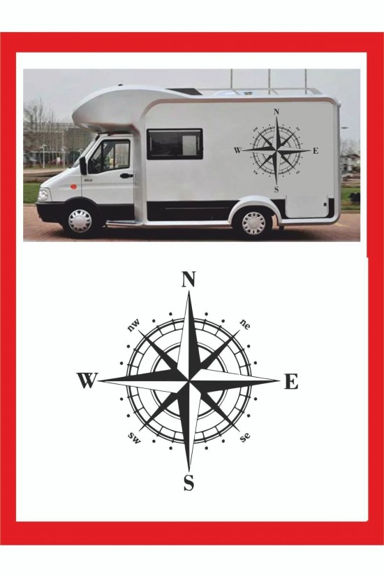 Pusula Sticker 45x45cm 1 Adet Oto Sticker - Kamp Karavan Sticker