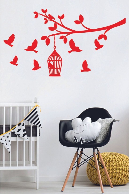 Kuşlar Duvar Sticker 110x60cm