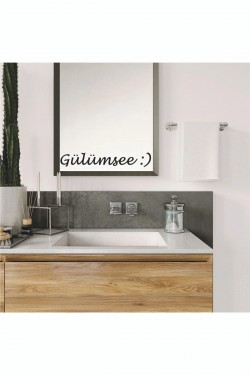 Ayna Dekorasyon Sticker- Gülümsee :) 40cmx6cm