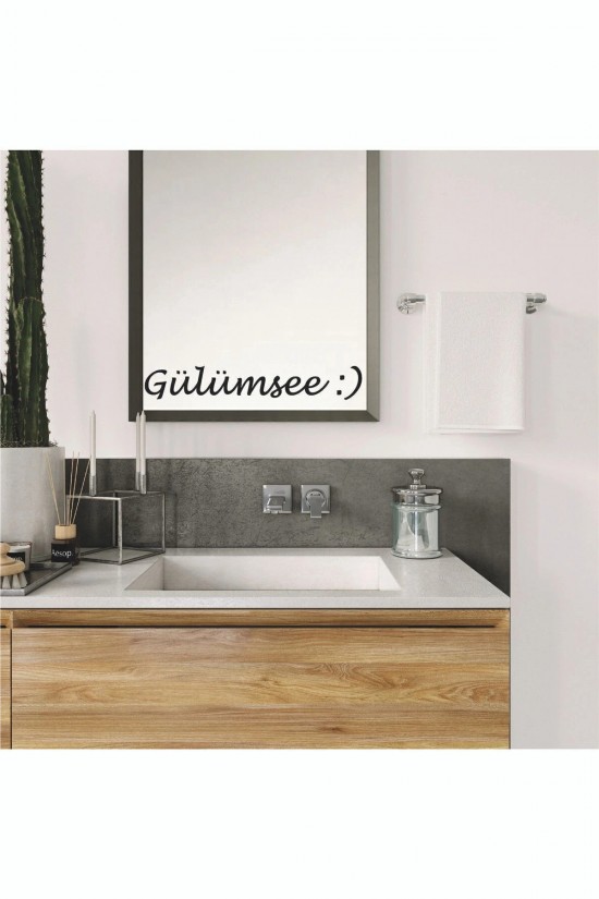 Ayna Dekorasyon Sticker- Gülümsee :) 40cmx6cm Ayna Dekorasyon Sticker- Gülümsee :) 40cmx6cm