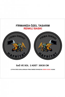 Firmanıza özel SARI sağ sol 2 adet firma isimli tanıtım baskısı sticker SARI kepçe.