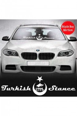 Turkish Stance Göktürkçe Kurt Türk Ay Yıldız Beyaz Sticker, Oto Etiket, Tuning, Modifiye, Arma,