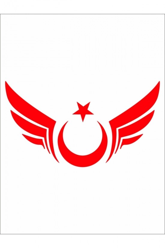 Kanatlı Türk Bayrağı Kırmızı Sticker Yapışkanlı Folyo Otomobil Stickerı