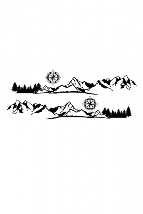 Karavan Sticker Orman Dağ Pusula Karavan Sticker Orman Dağ Pusula