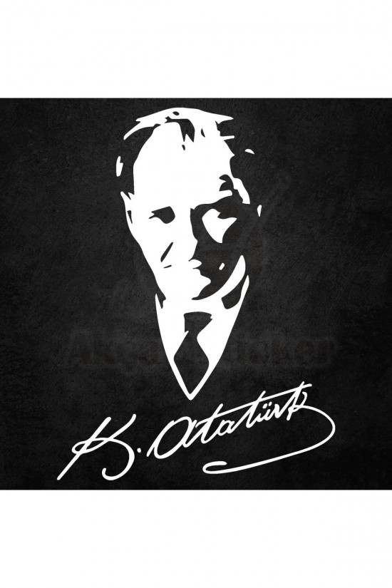 Mustafa Kemal Atatürk Imzalı Sticker Atatürk Sticker Oto Sticker Beyaz 30cm X 23cm