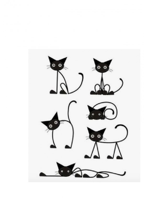 Komik Ince Kediler, Kapı Eşiği Kedileri 6 Adet - 6x6cm Komik Ince Kediler, Kapı Eşiği Kedileri 6 Adet - 6x6cm