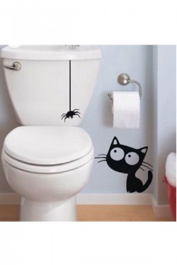 Kedi Örümcek Klozet Sticker