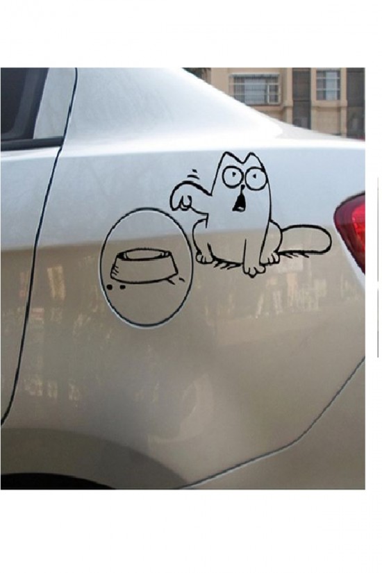 Kedi Araba Yakıt Kapağı Sticker Kedi Araba Yakıt Kapağı Sticker