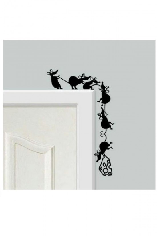 Duvar Kapı Üstü Sevimli Fareler Sticker Dekorasyon