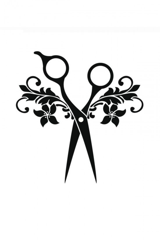 Kuaför Işyeri Cam Sticker Güzel Kadın Makas Kesim Saç Berber Sticker - Çocuk Odası -uyku - Duvar