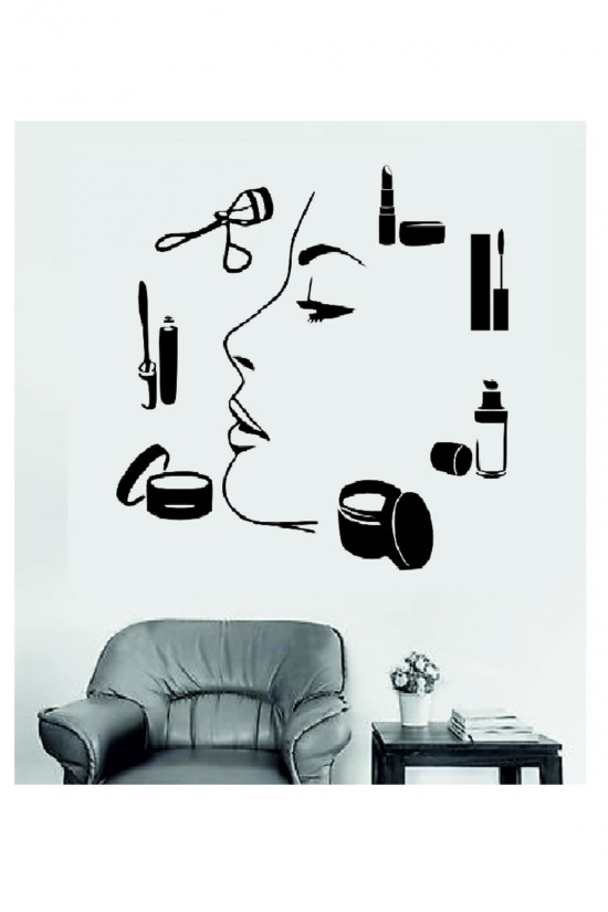 Kuaför Işyeri Cam Sticker Güzel Kadın Makas Kesim Saç Berber Sticker - Çocuk Odası -uyku - Duvar