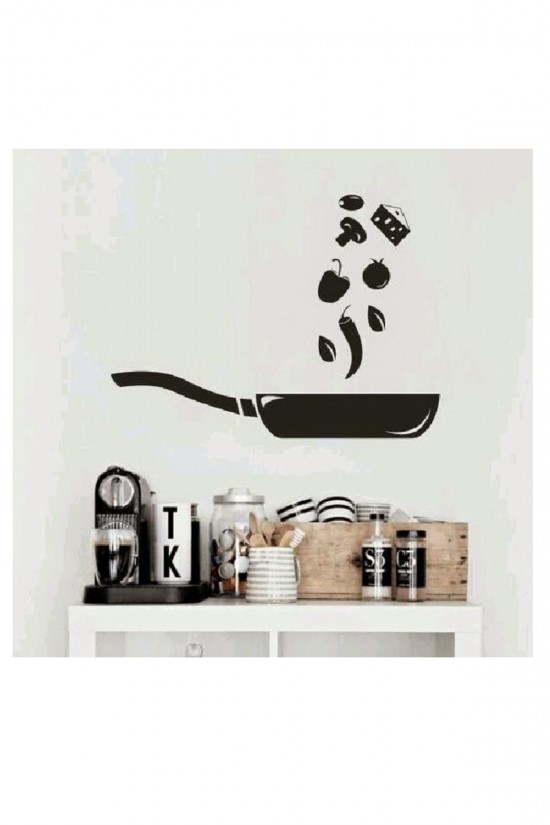 Ev Dekorasyon Cam Duvar Mutfak Yemek Çatal Kaşık Tencere Aşçı Mutfak Sticker