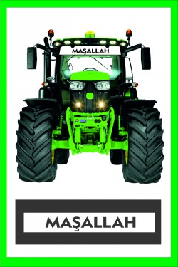 Traktör Maşallah Güneşlik Yazısı Cam Sticker Yapışkanlı Motor Tümosan Başak Case Massey Ferguson