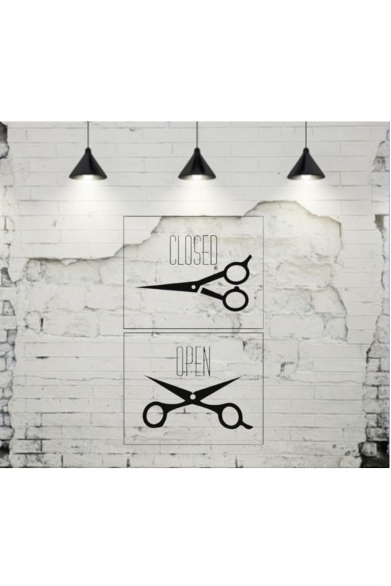 Erkek Kuaförü Açık Kapalı Makas Berber Işyeri Cam Sticker Kesim Saç