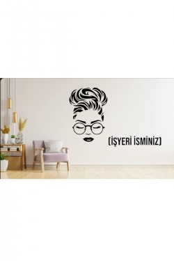 Kuaför Güzel Kadın Gözlüklü Isimli Işyeri Cam Sticker Güzel Kadın Makas Kesim Saç Sticker Kuaför Güzel Kadın Gözlüklü Isimli Işyeri Cam Sticker Güzel Kadın Makas Kesim Saç Sticker