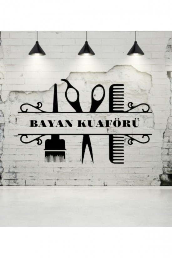 Kuaförü Seti Firca Makas Tarak Güzellik Salonu Işyeri Cam Yapışkanı Sticker