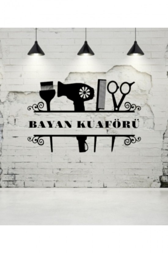 Kuaförü Cam Yapışkan Sticker Güzellik Salonu Tarak Makas