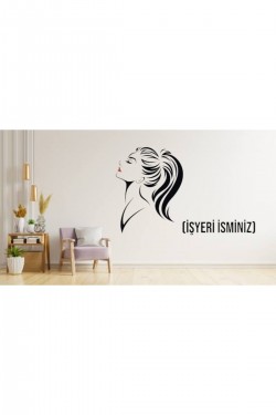 Saçı Bağlı Kuaförü Güzellik Salonu Güzel Kadın Sticker Cam Işyeri Isminiz