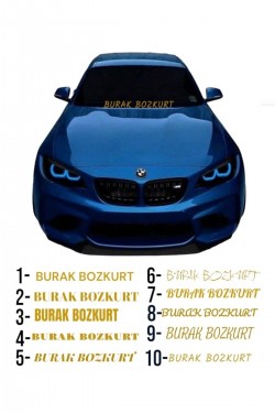 Isme Özel Yazı 55x10cm Gold Ön Cam Sticker Araç Oto Traktör