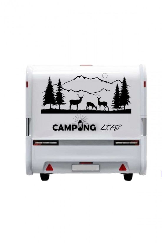 Karavan Campıng Life Dağ Doğa Sticker Yapışkan Camp