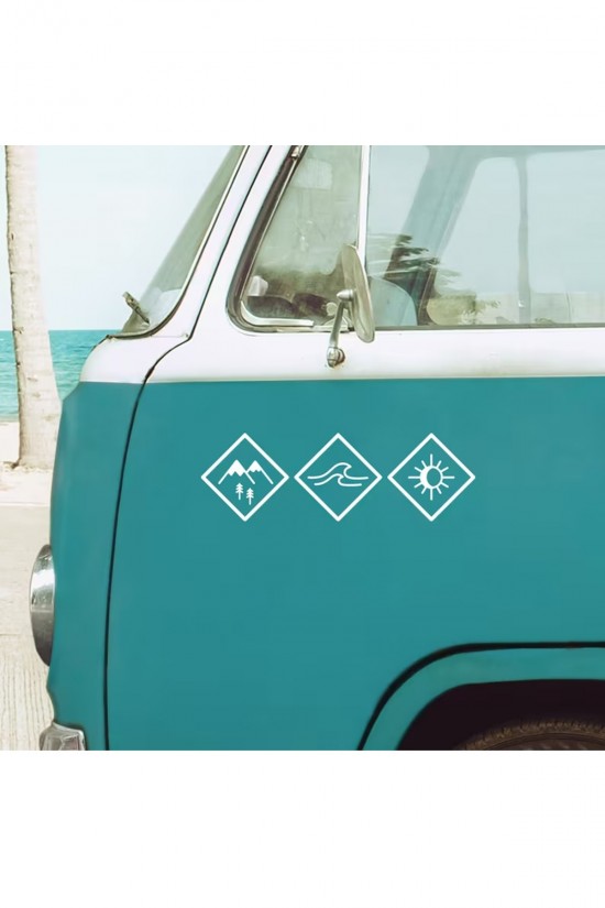 Karavan Kum Deniz Güneş Sticker