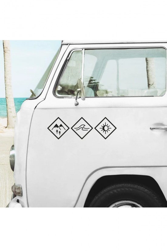 Karavan Kum Deniz Güneş Sticker Karavan Kum Deniz Güneş Sticker