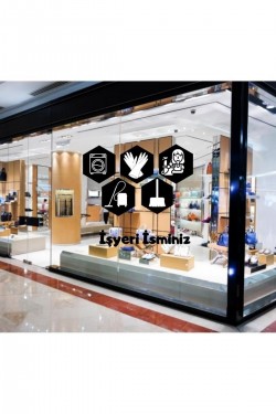 Temizlik Beşgen Işyeri Camı Set Sticker Özel Işyeri Ismi Reklam Tanıtım Kuaför Araba