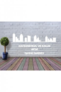 EMLAK ŞEHİR İSME ÖZEL İŞYERİ STİCKER reklam tanıtım anahtar EV araba