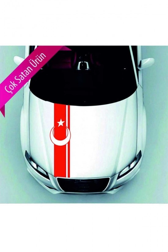 Ay yıldız kaput şerit oto sticker kırmızı