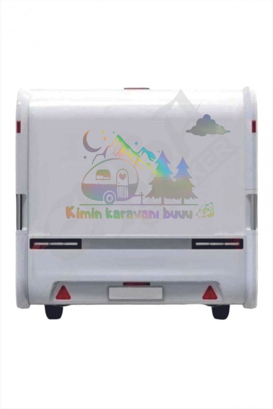 Kimin Karavanı Buuu :) Karavan Kamp Sticker 100x60 cm